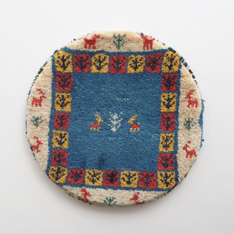 ギャッベ | 座布団サイズ(円形) 38×38cm 生命の樹 鹿 イラン #CC-117