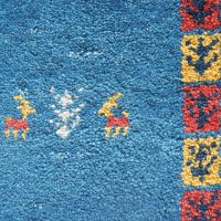 ギャッベ | 座布団サイズ(円形) 38×38cm 生命の樹 鹿 イラン #CC-117