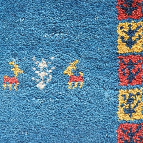 ギャッベ | 座布団サイズ(円形) 38×38cm 生命の樹 鹿 イラン #CC-117