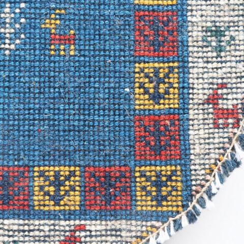 ギャッベ | 座布団サイズ(円形) 38×38cm 生命の樹 鹿 イラン #CC-117