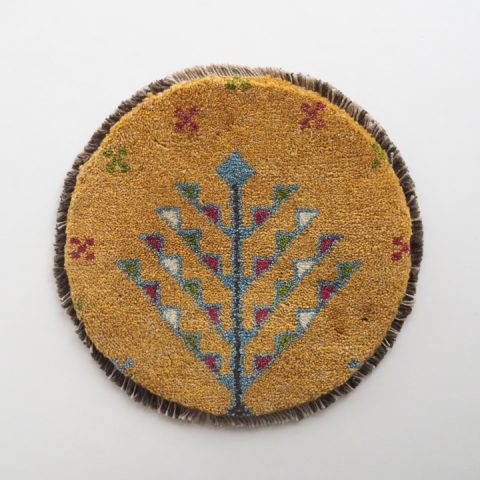 ギャッベ | 座布団サイズ(円形) 38×38cm 生命の樹 井戸 イラン #CC-156