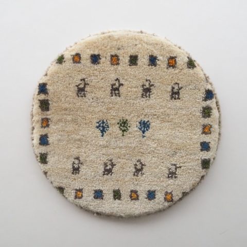 ギャッベ | 座布団サイズ(円形) 39×39cm 生命の樹 鹿 イラン #CC-157