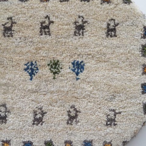 ギャッベ | 座布団サイズ(円形) 39×39cm 生命の樹 鹿 イラン #CC-157