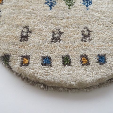 ギャッベ | 座布団サイズ(円形) 39×39cm 生命の樹 鹿 イラン #CC-157