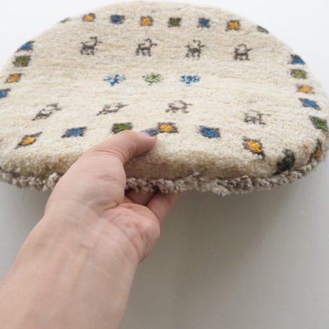 ギャッベ | 座布団サイズ(円形) 39×39cm 生命の樹 鹿 イラン #CC-157