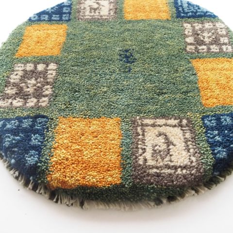 ギャッベ | 座布団サイズ(円形) 38×39cm 窓 生命の樹 鹿 イラン #CC-162