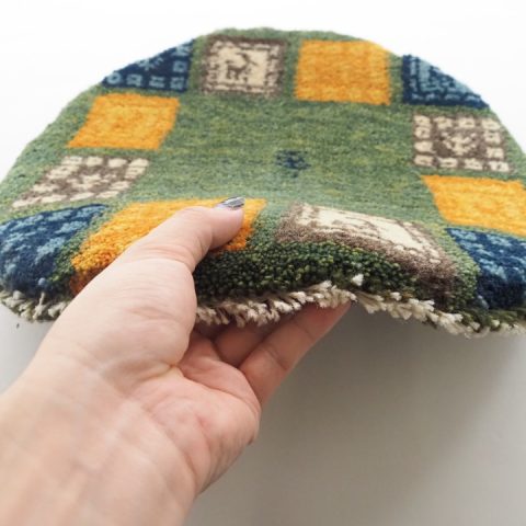 ギャッベ | 座布団サイズ(円形) 38×39cm 窓 生命の樹 鹿 イラン #CC-162