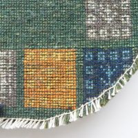 ギャッベ | 座布団サイズ(円形) 38×39cm 窓 生命の樹 鹿 イラン #CC-162