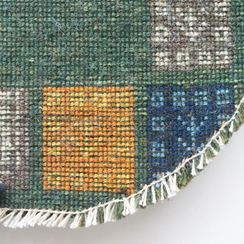 ギャッベ | 座布団サイズ(円形) 38×39cm 窓 生命の樹 鹿 イラン #CC-162