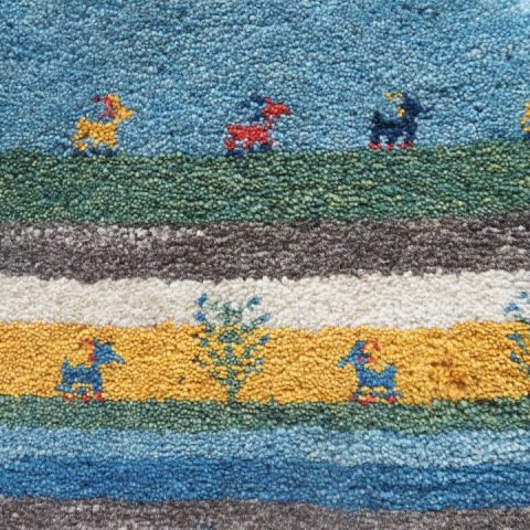 ギャッベ | 座布団サイズ(円形) 38×39cm 鹿 カラフル イラン #CC-167