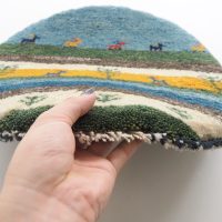 ギャッベ | 座布団サイズ(円形) 38×39cm 鹿 カラフル イラン #CC-167