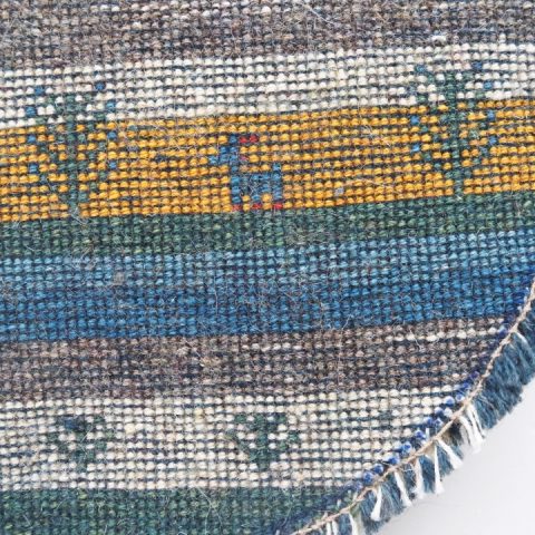 ギャッベ | 座布団サイズ(円形) 38×39cm 鹿 カラフル イラン #CC-167