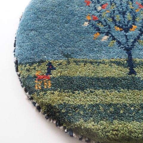 ギャッベ | 座布団サイズ(円形) 38×40cm 風景画 イラン #CC-172