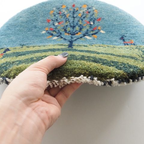 ギャッベ | 座布団サイズ(円形) 38×40cm 風景画 イラン #CC-172