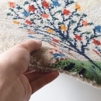 ギャッベ | 座布団サイズ(円形) 38×39cm 生命の樹 鹿 風景画 イラン #CC-153