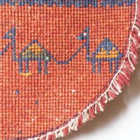 ギャッベ | 座布団サイズ(円形) 38×39cm ラクダ 風景画 イラン #CC-191