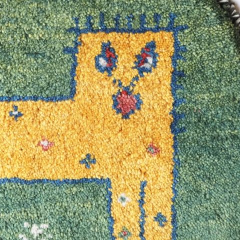 ギャッベ | 座布団サイズ(円形) 38×39cm ライオン イラン #CC-192