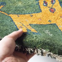 ギャッベ | 座布団サイズ(円形) 38×39cm ライオン イラン #CC-192