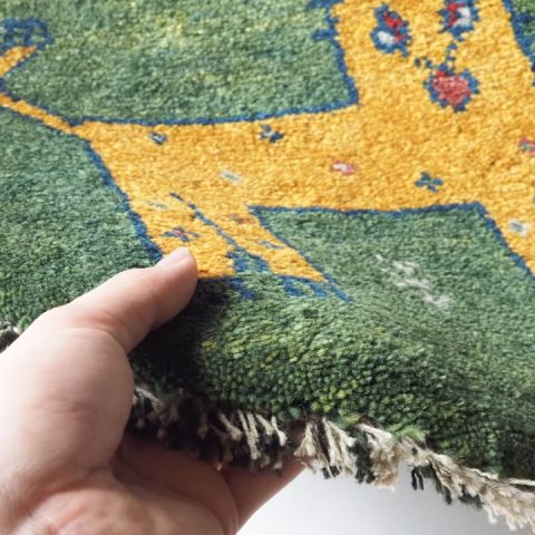 ギャッベ | 座布団サイズ(円形) 38×39cm ライオン イラン #CC-192